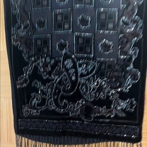 Elegant Black and Silver Patterned Scarf